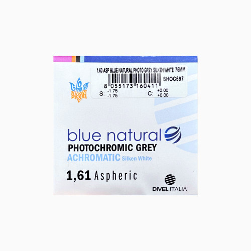 Фотохромна комп'ютерна оптична лінза Divel Italia 1.61 Silken White Blue Natural Grey